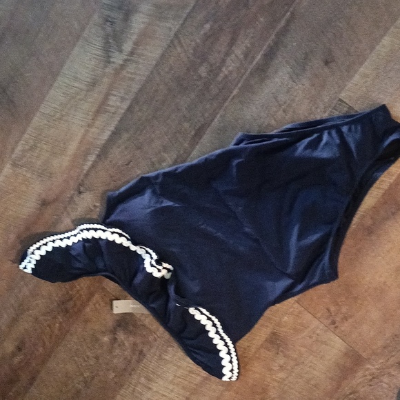 J. Crew Other - NWT J.Crew One Shoulder Ruffle One Piece Swimsuit Navy Size 6